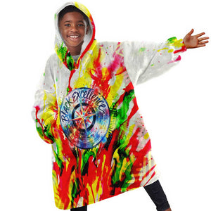 MLK Black Excellence Kid Wearable Blanket Hoodie Martin Luther King Jr Colorful Abstract Watercolor