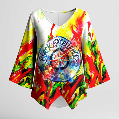 MLK Black Excellence Kimono Sleeve Blouse Martin Luther King Jr Colorful Abstract Watercolor