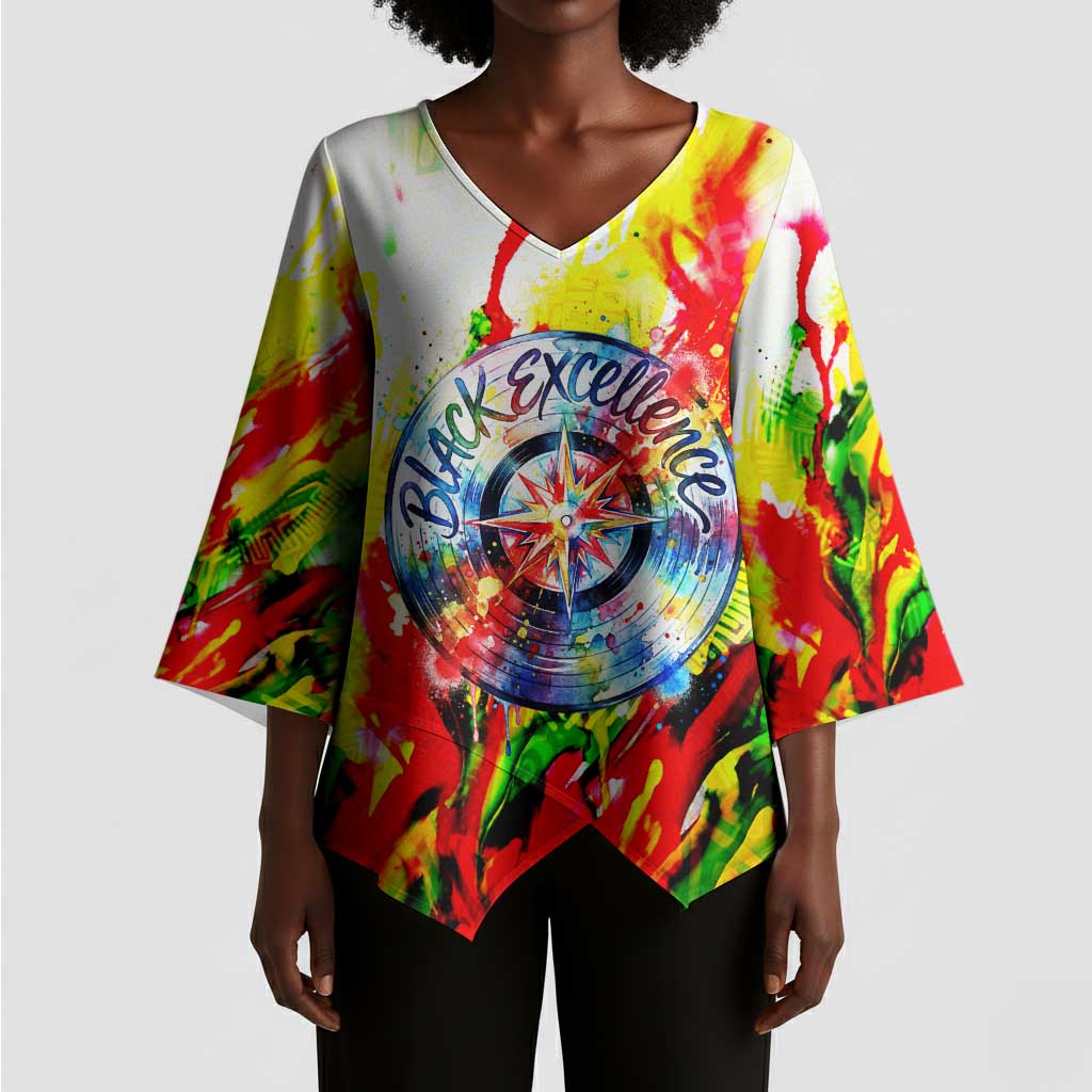 MLK Black Excellence Kimono Sleeve Blouse Martin Luther King Jr Colorful Abstract Watercolor