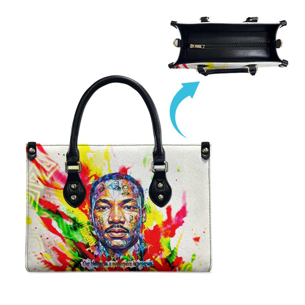 MLK Black Excellence Leather Bag Martin Luther King Jr Colorful Abstract Watercolor