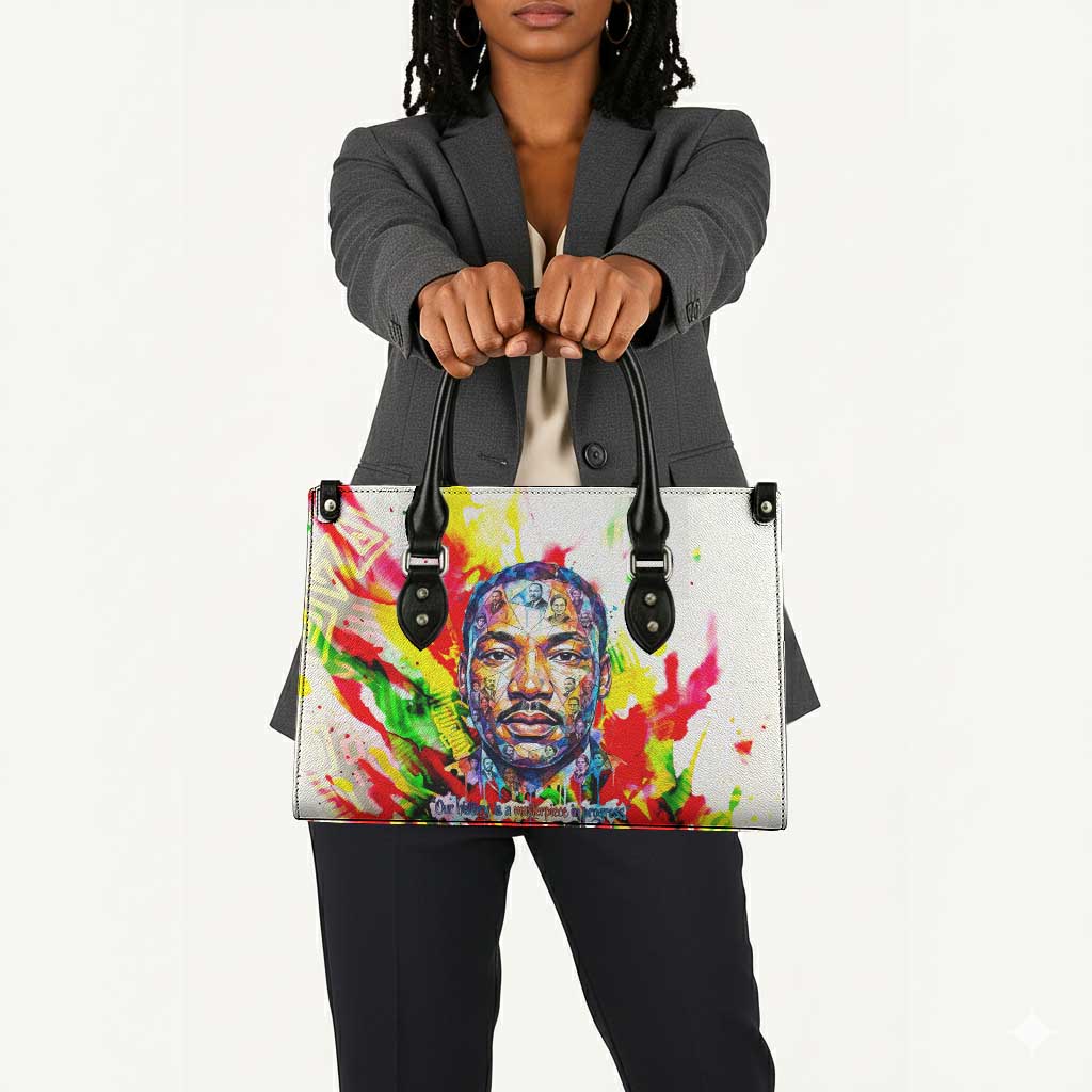 MLK Black Excellence Leather Bag Martin Luther King Jr Colorful Abstract Watercolor