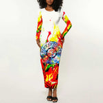 MLK Black Excellence Long Sleeve Bodycon Dress Martin Luther King Jr Colorful Abstract Watercolor