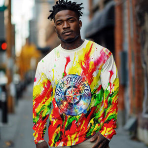 MLK Black Excellence Long Sleeve Shirt Martin Luther King Jr Colorful Abstract Watercolor
