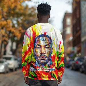 MLK Black Excellence Long Sleeve Shirt Martin Luther King Jr Colorful Abstract Watercolor
