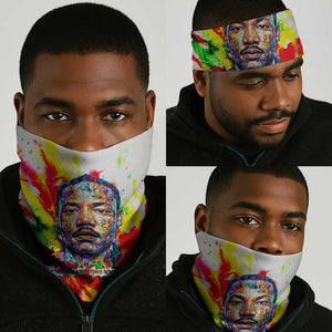 MLK Black Excellence Neck Gaiter Martin Luther King Jr Colorful Abstract Watercolor
