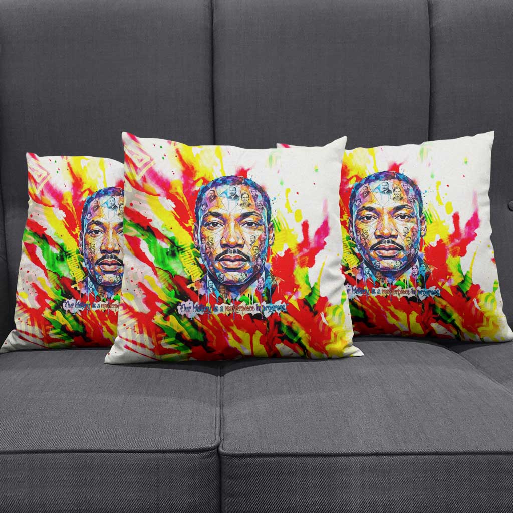 MLK Black Excellence Pillow Cover Martin Luther King Jr Colorful Abstract Watercolor
