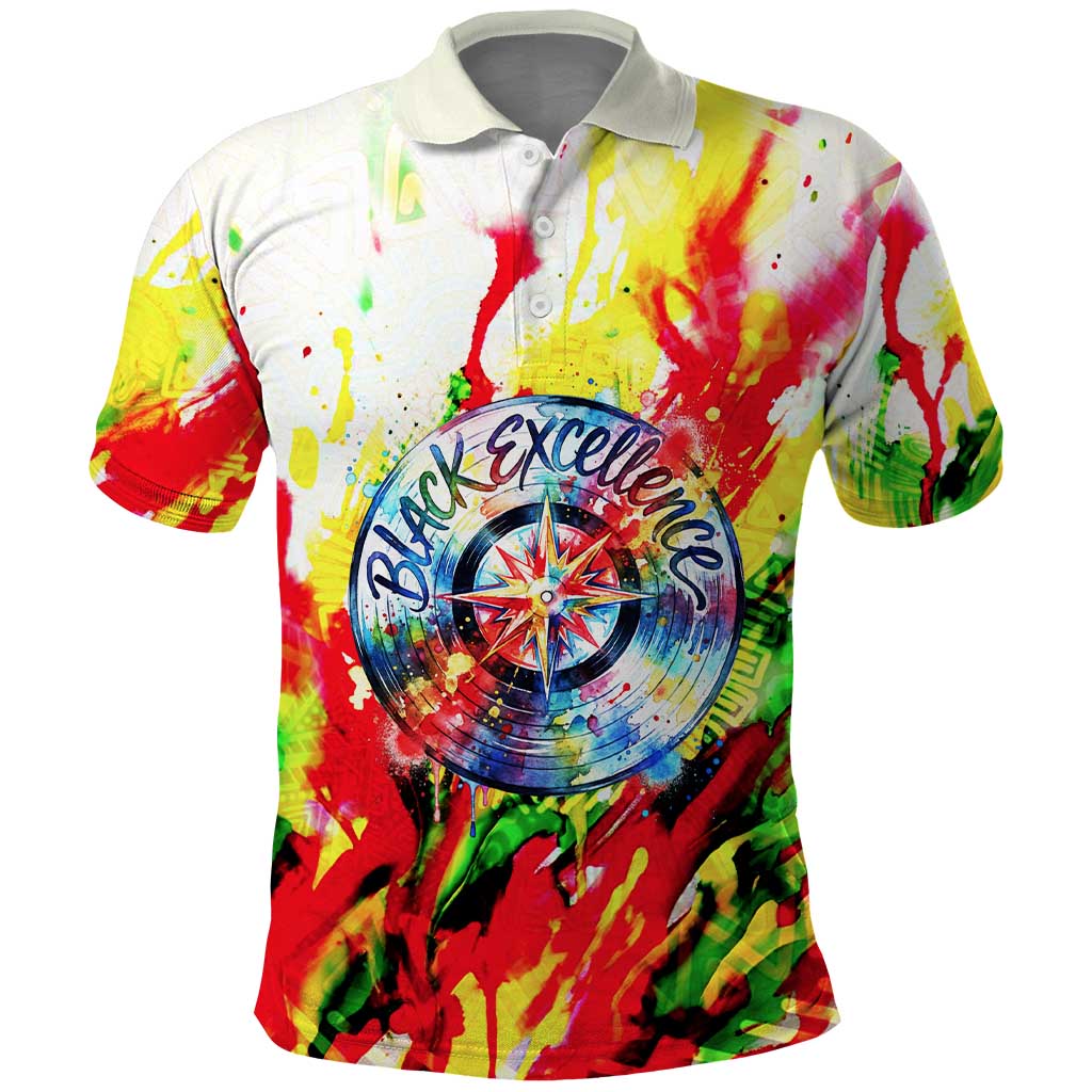 MLK Black Excellence Polo Shirt Martin Luther King Jr Colorful Abstract Watercolor