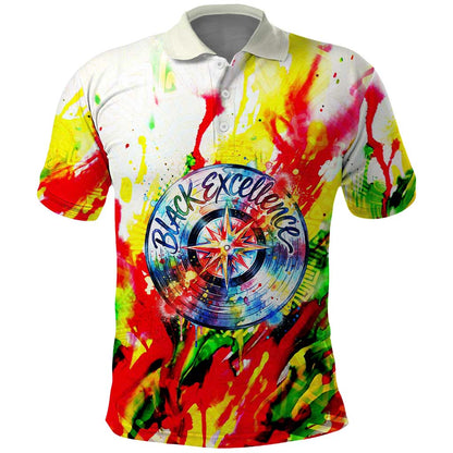 MLK Black Excellence Polo Shirt Martin Luther King Jr Colorful Abstract Watercolor