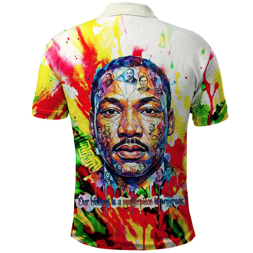 MLK Black Excellence Polo Shirt Martin Luther King Jr Colorful Abstract Watercolor