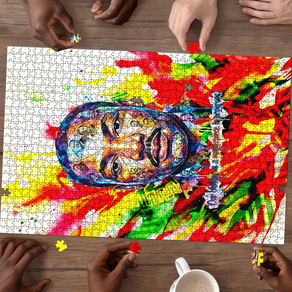 MLK Black Excellence Puzzle Martin Luther King Jr Colorful Abstract Watercolor