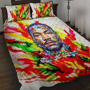 MLK Black Excellence Quilt Bed Set Martin Luther King Jr Colorful Abstract Watercolor