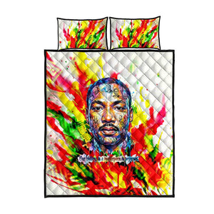 MLK Black Excellence Quilt Bed Set Martin Luther King Jr Colorful Abstract Watercolor