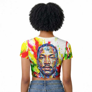 MLK Black Excellence Raglan Cropped T shirt Martin Luther King Jr Colorful Abstract Watercolor