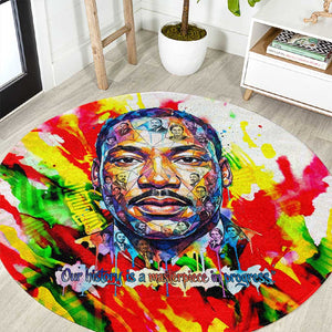 MLK Black Excellence Round Carpet Martin Luther King Jr Colorful Abstract Watercolor