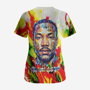 MLK Black Excellence Scrub Top Martin Luther King Jr Colorful Abstract Watercolor