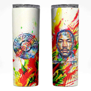 MLK Black Excellence Skinny Tumbler Martin Luther King Jr Colorful Abstract Watercolor