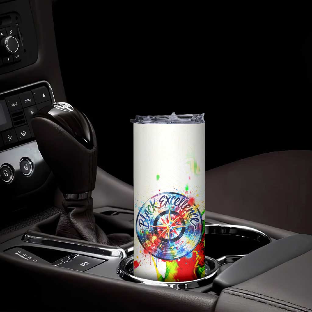 MLK Black Excellence Skinny Tumbler Martin Luther King Jr Colorful Abstract Watercolor