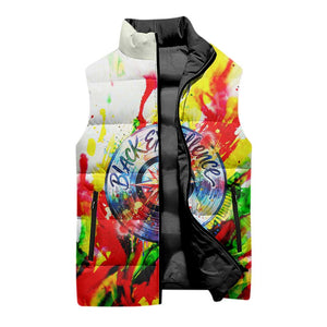 MLK Black Excellence Sleeveless Puffer Jacket Martin Luther King Jr Colorful Abstract Watercolor