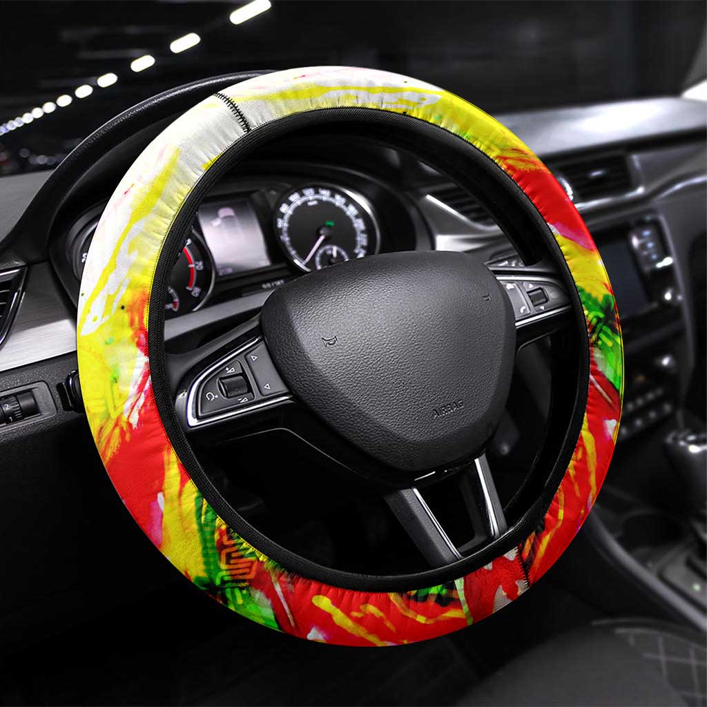 MLK Black Excellence Steering Wheel Cover Martin Luther King Jr Colorful Abstract Watercolor