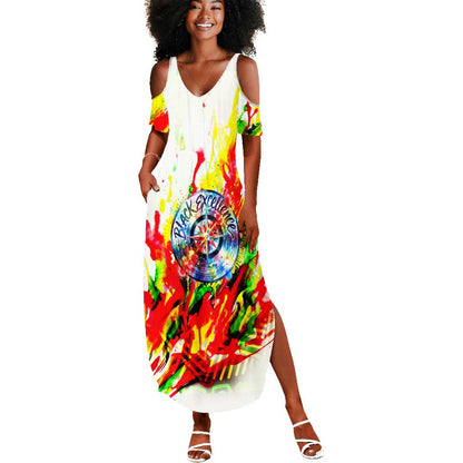 MLK Black Excellence Summer Maxi Dress Martin Luther King Jr Colorful Abstract Watercolor