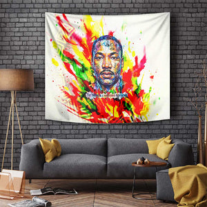 MLK Black Excellence Tapestry Martin Luther King Jr Colorful Abstract Watercolor