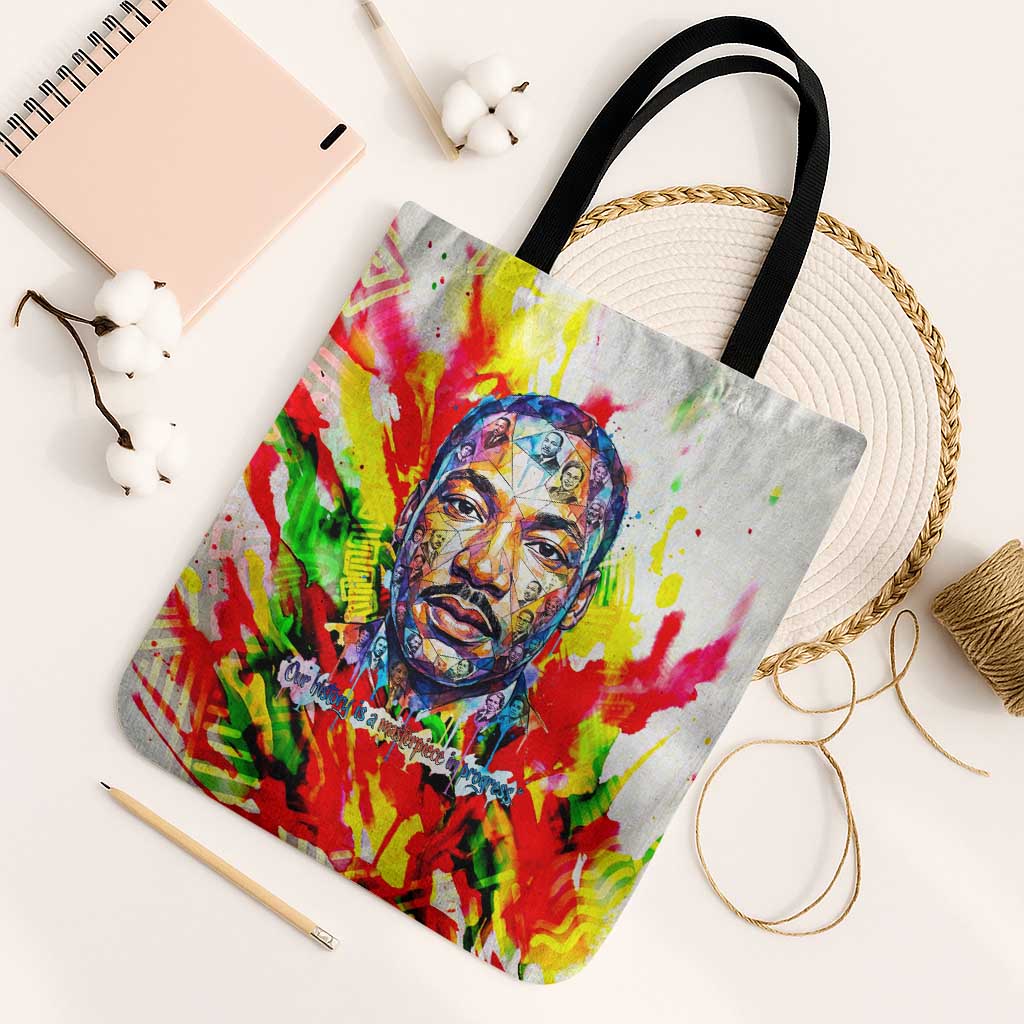MLK Black Excellence Tote Bag Martin Luther King Jr Colorful Abstract Watercolor