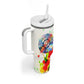 MLK Black Excellence Tumbler With Handle Martin Luther King Jr Colorful Abstract Watercolor
