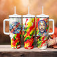 MLK Black Excellence Tumbler With Handle Martin Luther King Jr Colorful Abstract Watercolor