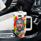 MLK Black Excellence Tumbler With Handle Martin Luther King Jr Colorful Abstract Watercolor