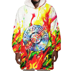 MLK Black Excellence Wearable Blanket Hoodie Martin Luther King Jr Colorful Abstract Watercolor