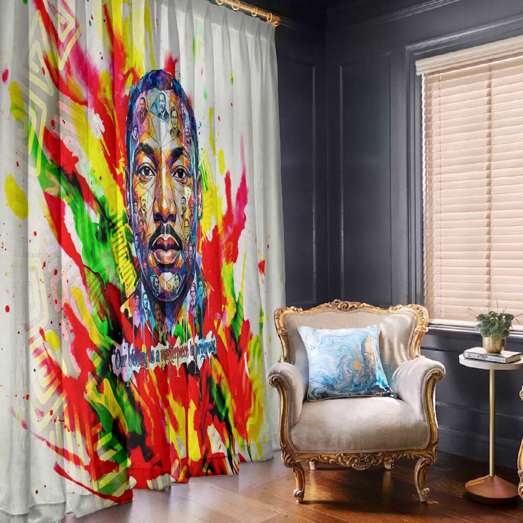 MLK Black Excellence Window Curtain Martin Luther King Jr Colorful Abstract Watercolor