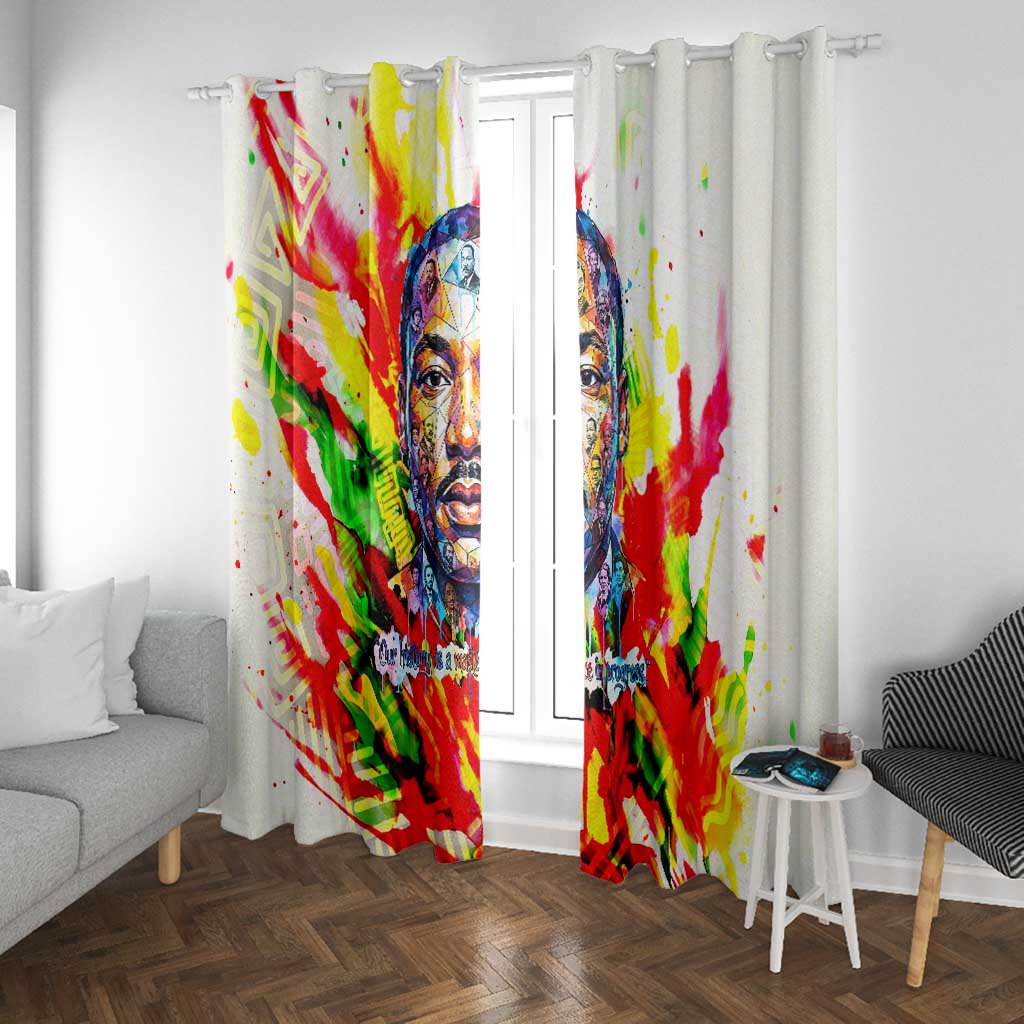 MLK Black Excellence Window Curtain Martin Luther King Jr Colorful Abstract Watercolor