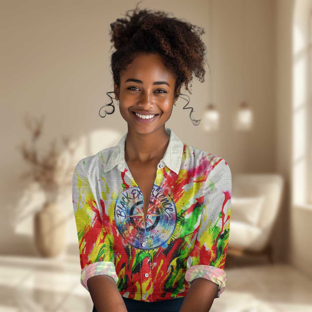 MLK Black Excellence Women Casual Shirt Martin Luther King Jr Colorful Abstract Watercolor