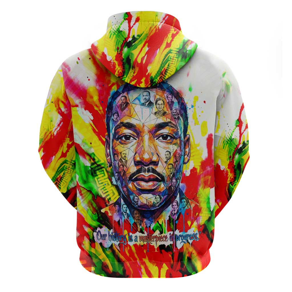MLK Black Excellence Zip Hoodie Martin Luther King Jr Colorful Abstract Watercolor