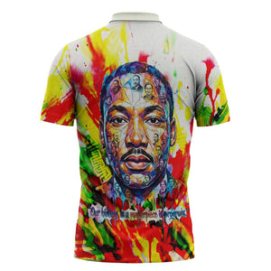 MLK Black Excellence Zipper Polo Shirt Martin Luther King Jr Colorful Abstract Watercolor