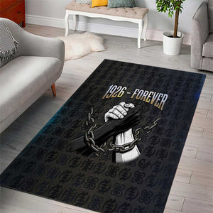 1926 Forever Black History Month Area Rug Broken Chains Freedom Adinkra Symbol