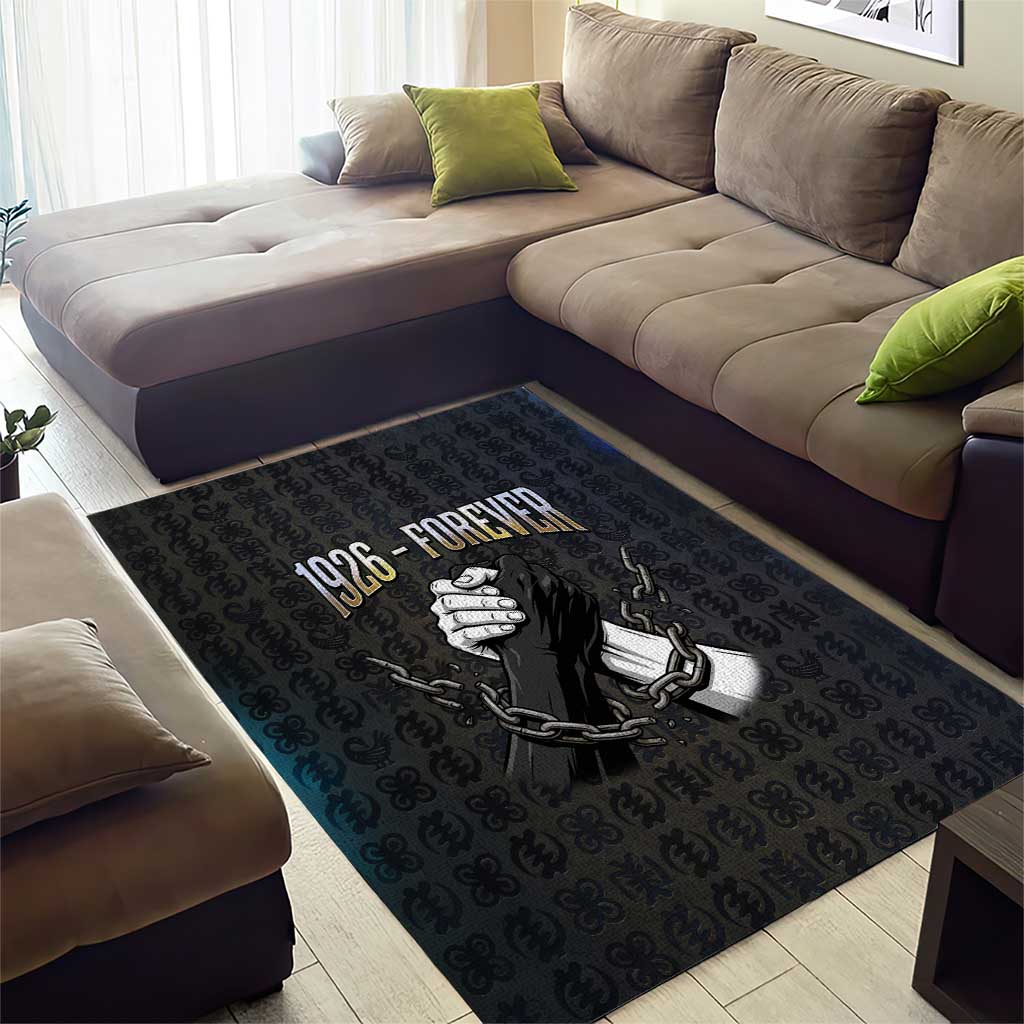 1926 Forever Black History Month Area Rug Broken Chains Freedom Adinkra Symbol