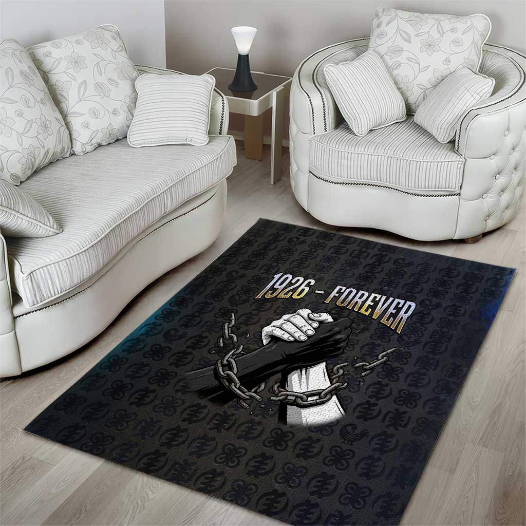 1926 Forever Black History Month Area Rug Broken Chains Freedom Adinkra Symbol