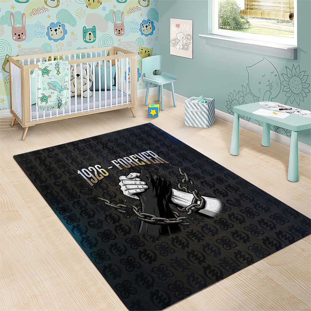 1926 Forever Black History Month Area Rug Broken Chains Freedom Adinkra Symbol