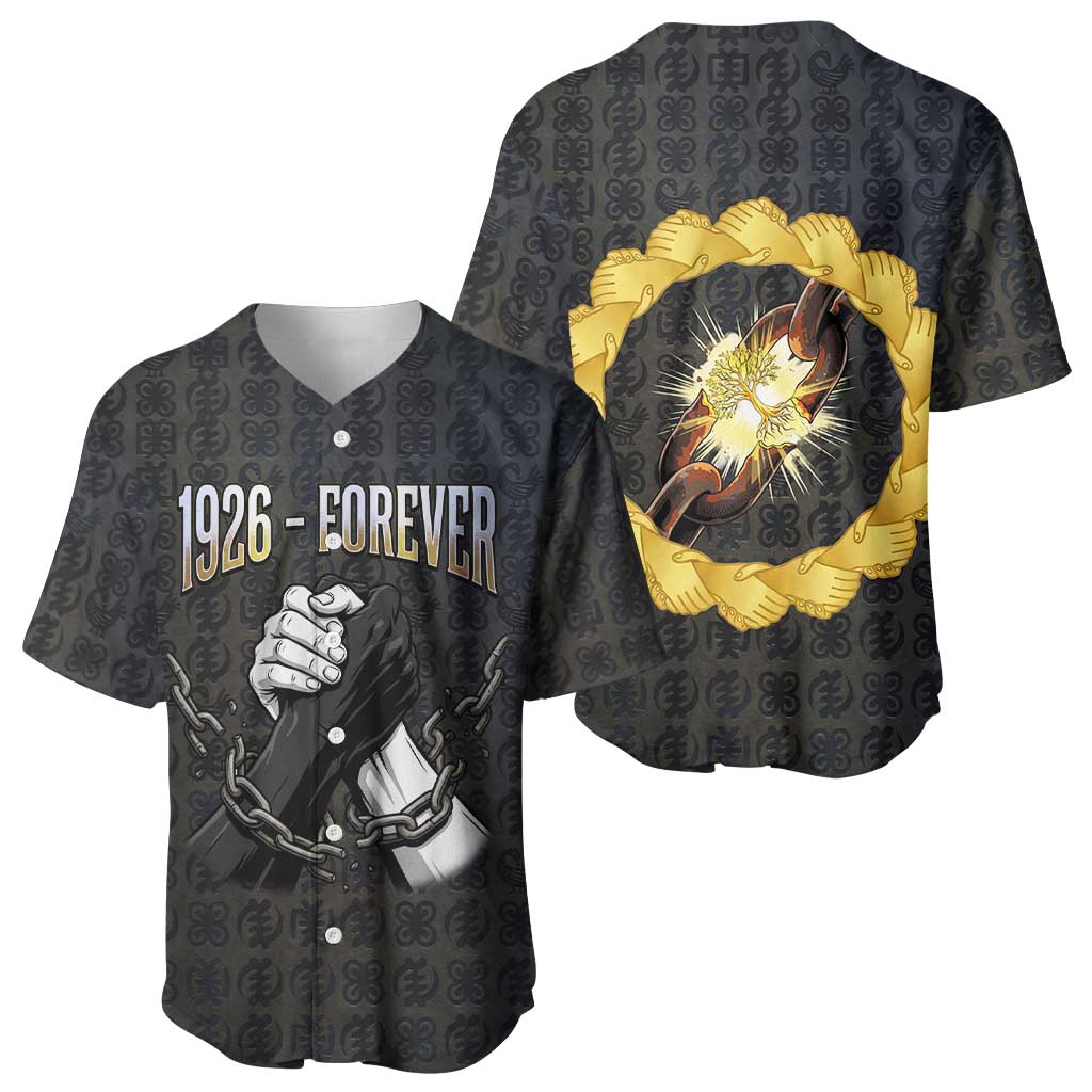 1926 Forever Black History Month Baseball Jersey Broken Chains Freedom Adinkra Symbol