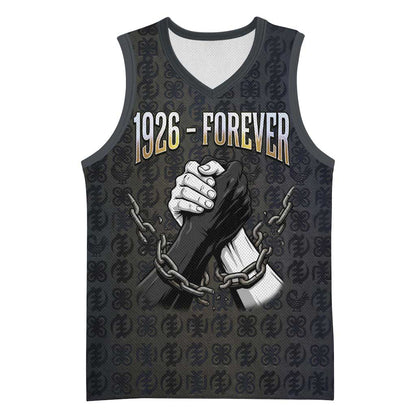 1926 Forever Black History Month Basketball Jersey Broken Chains Freedom Adinkra Symbol