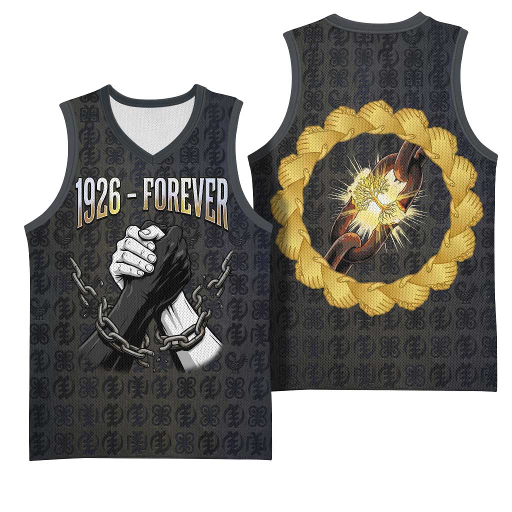 1926 Forever Black History Month Basketball Jersey Broken Chains Freedom Adinkra Symbol