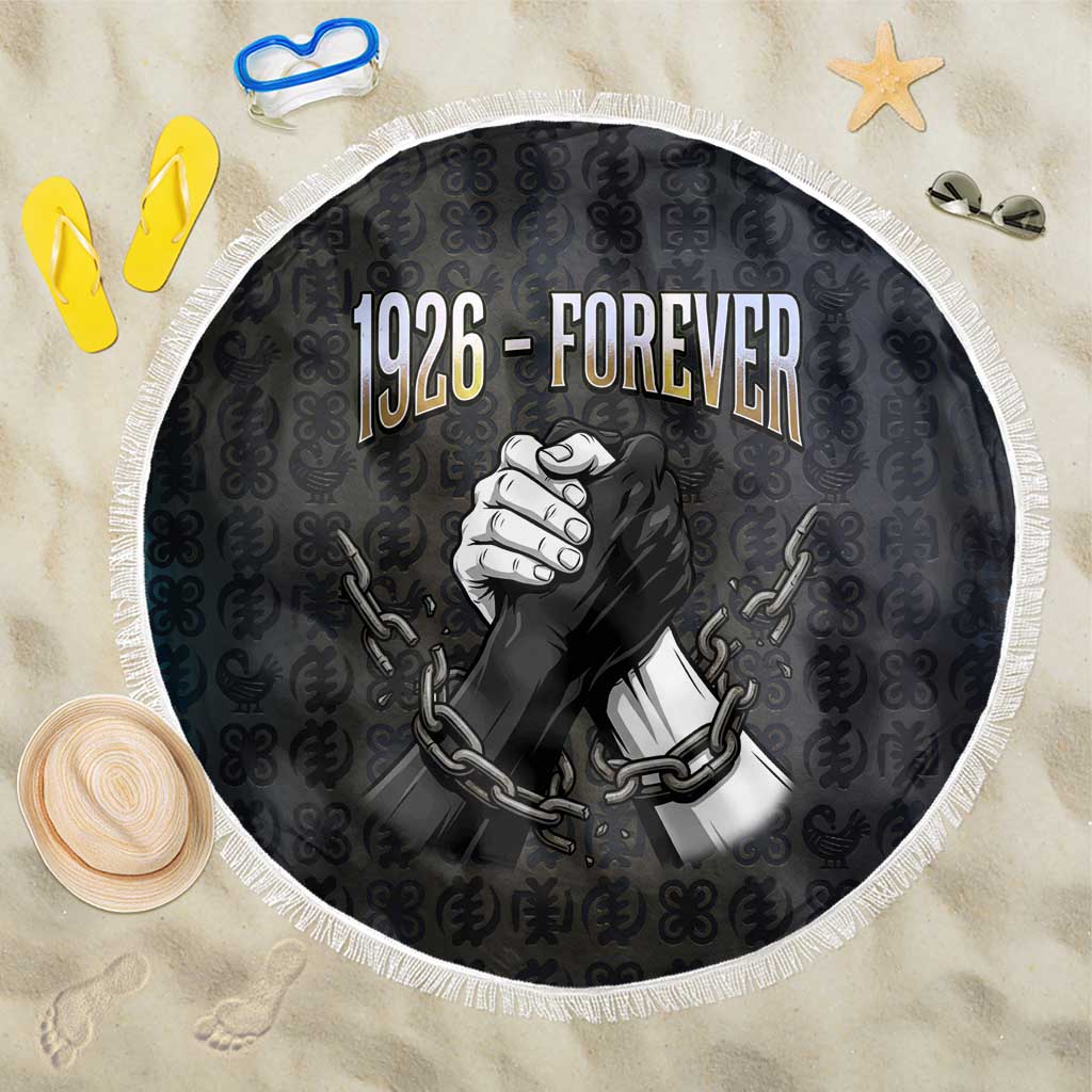 1926 Forever Black History Month Beach Blanket Broken Chains Freedom Adinkra Symbol
