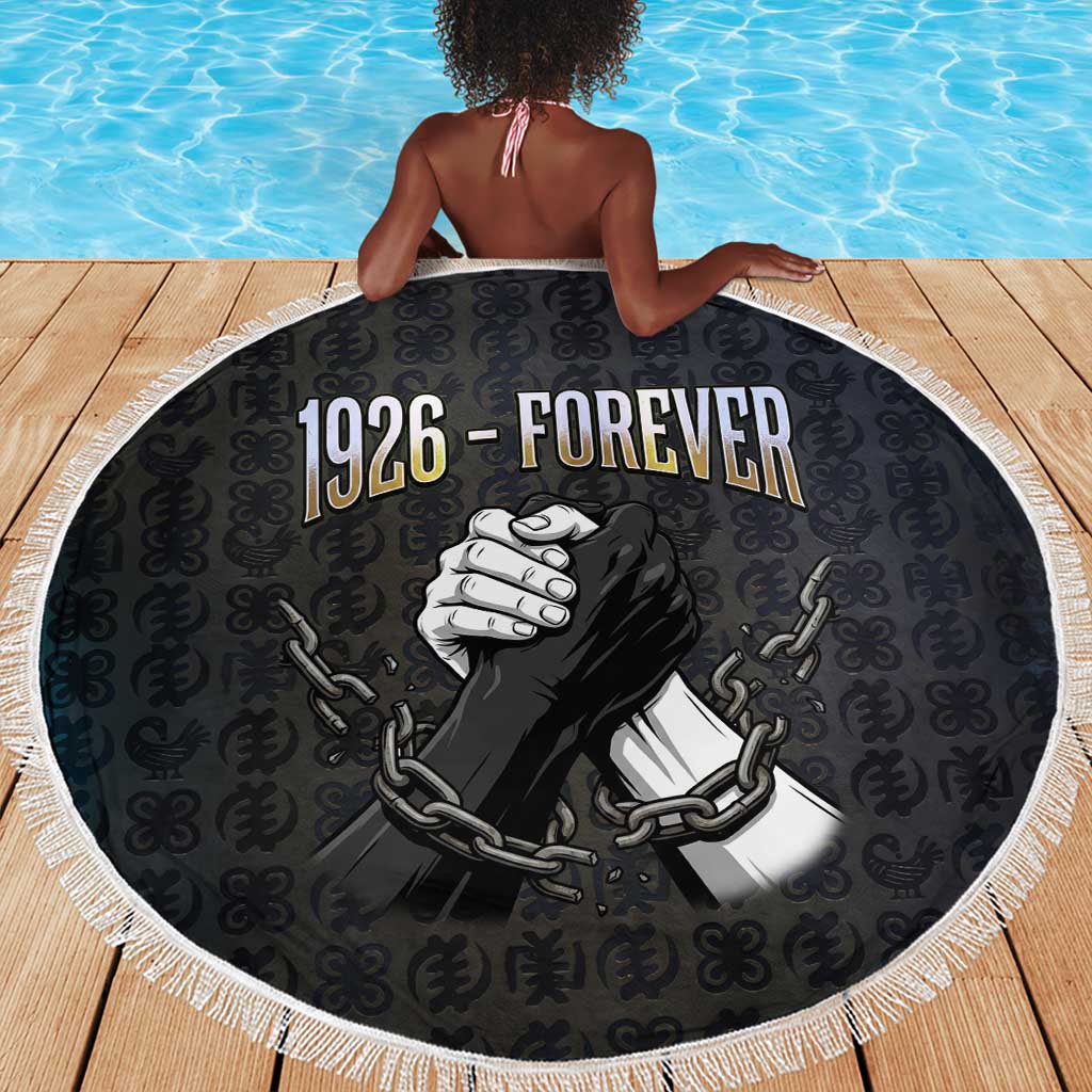 1926 Forever Black History Month Beach Blanket Broken Chains Freedom Adinkra Symbol