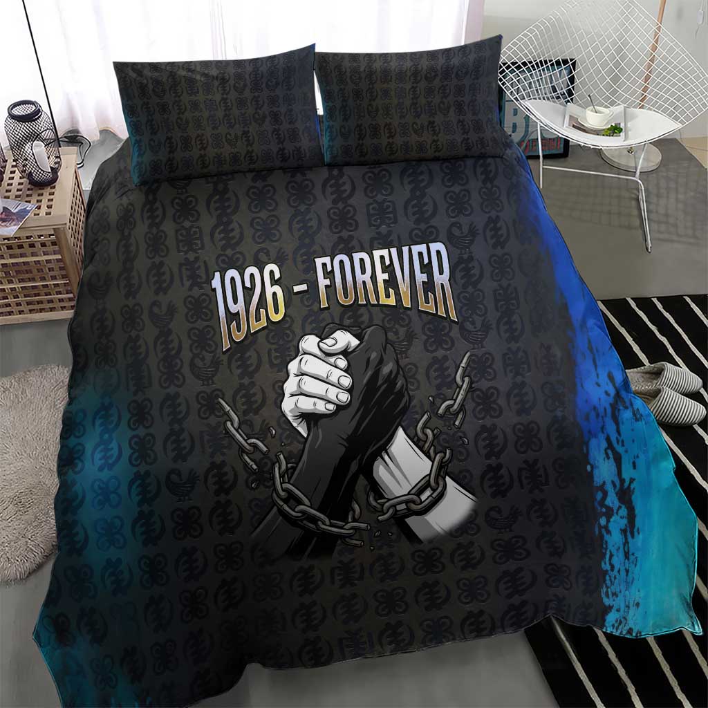 1926 Forever Black History Month Bedding Set Broken Chains Freedom Adinkra Symbol