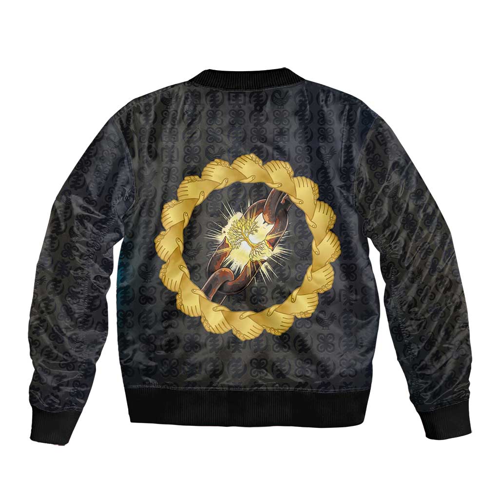 1926 Forever Black History Month Bomber Jacket Broken Chains Freedom Adinkra Symbol