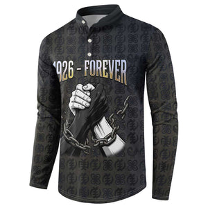 1926 Forever Black History Month Button Sweatshirt Broken Chains Freedom Adinkra Symbol