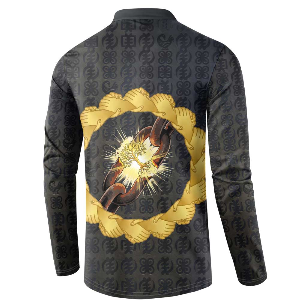 1926 Forever Black History Month Button Sweatshirt Broken Chains Freedom Adinkra Symbol