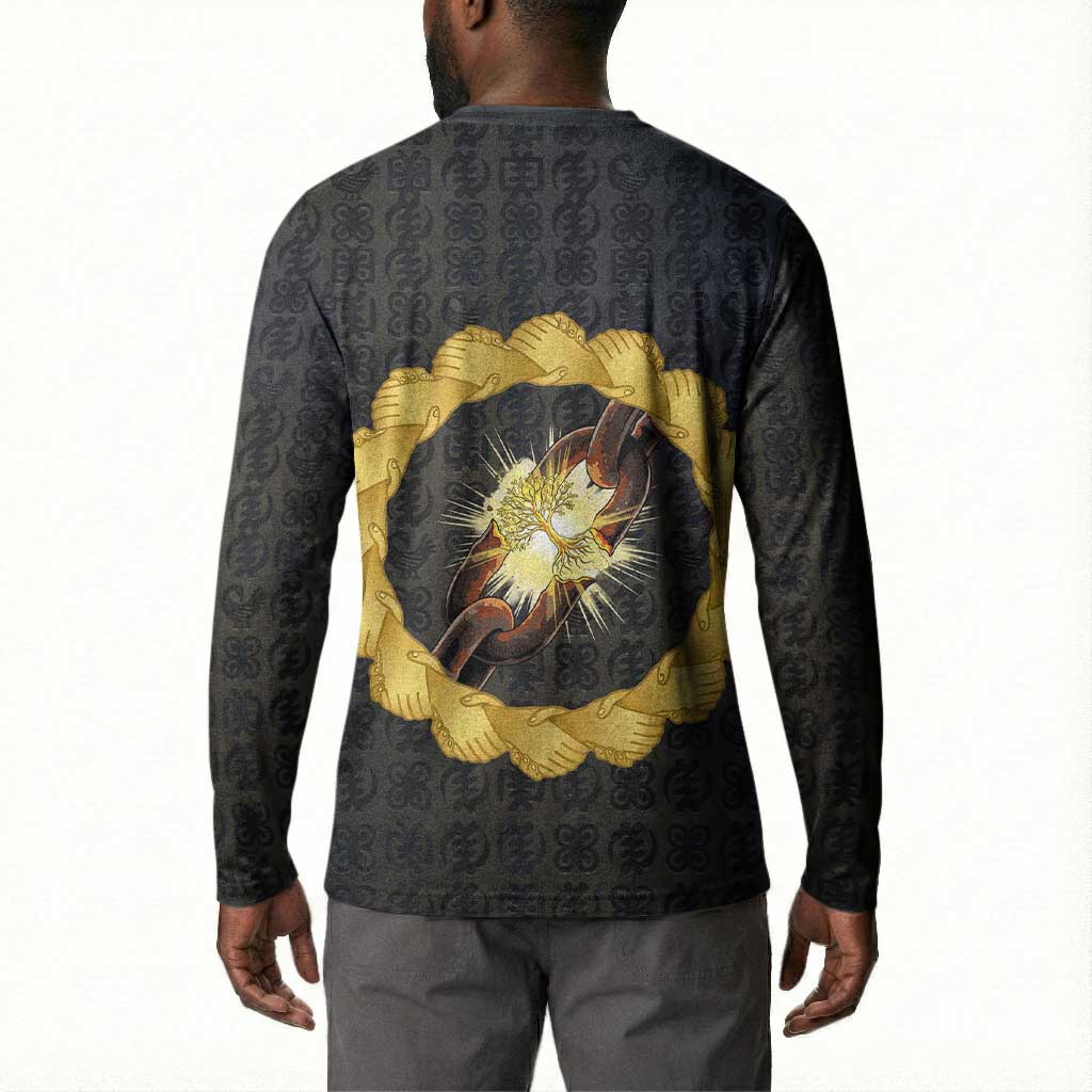 1926 Forever Black History Month Button Sweatshirt Broken Chains Freedom Adinkra Symbol