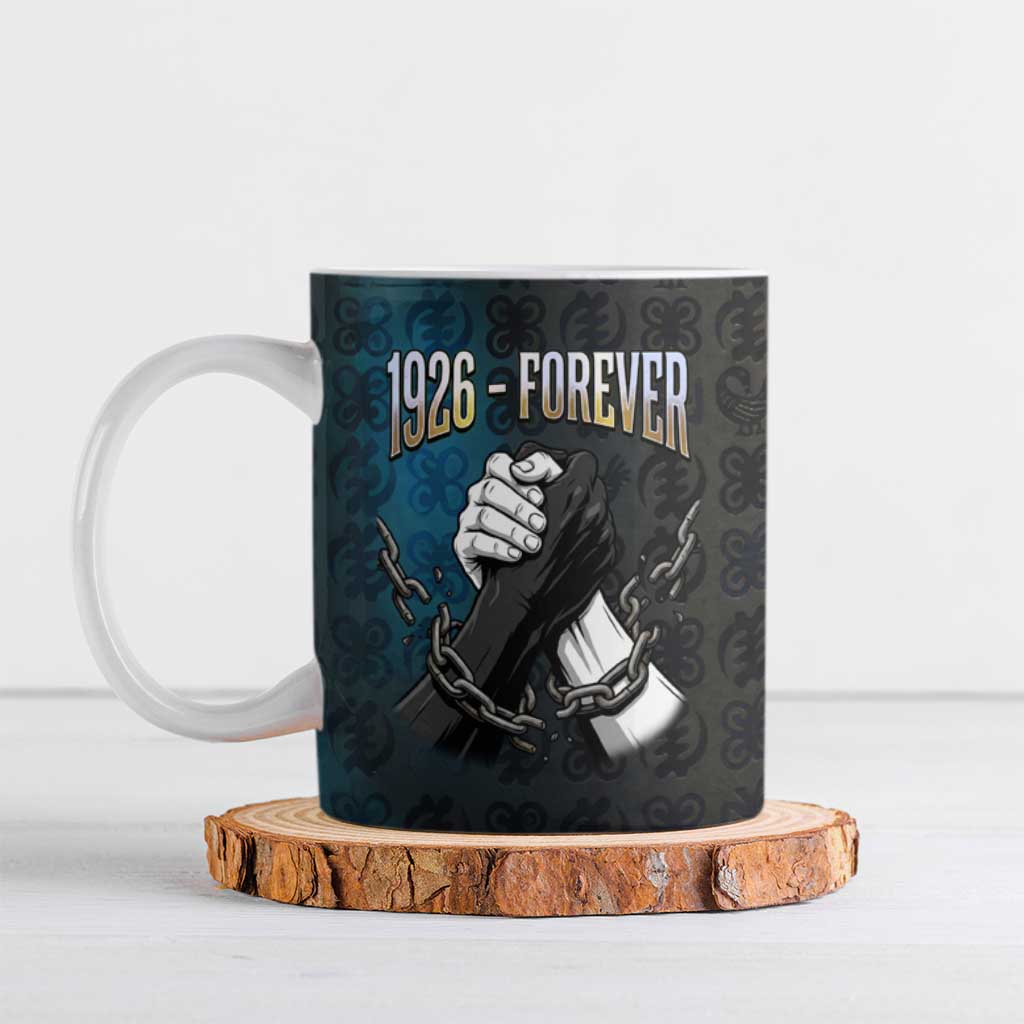 1926 Forever Black History Month Ceramic Mug Broken Chains Freedom Adinkra Symbol